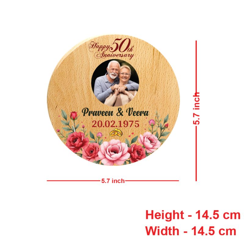 Personalized Photo Frame For Home Bedroom Bedside Desk Decor  Gift For Parents & Grandparents (50th Anniversary Frame)